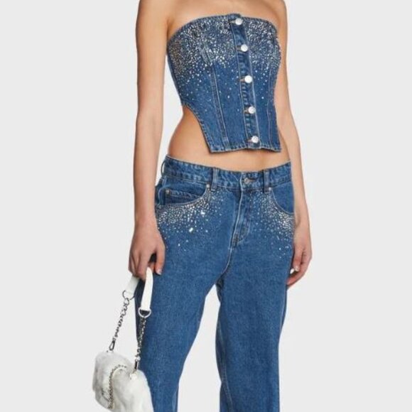 MILK IT - Blue Embellished Women Jeans (Size 14) - Picture 9 of 10